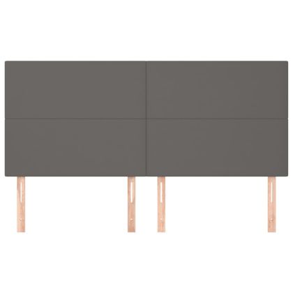 Табла за легло, сива, 200x5x118/128 см, изкуствена кожа