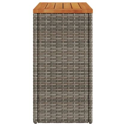 Градинска маса с дървен плот сива 58x27,5x55 см полиратан