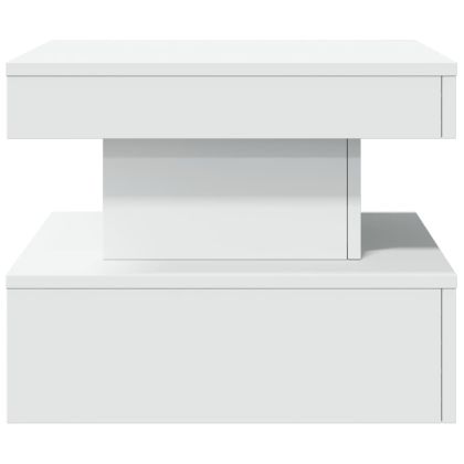 Маса за кафе с LED осветление, бяла, 50x50x40 см
