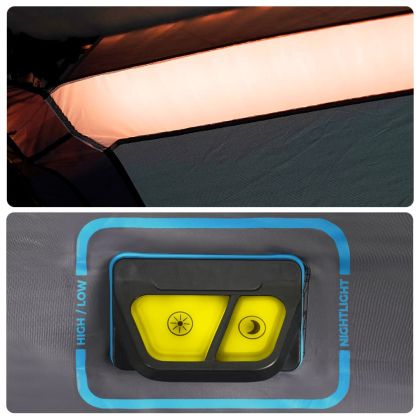 Семейна палатка с LED 9-местна светлозелена бързо освобождаване