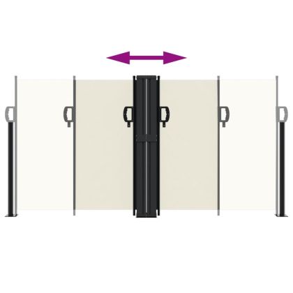 Прибираща се странична тента, кремава, 120x1200 см