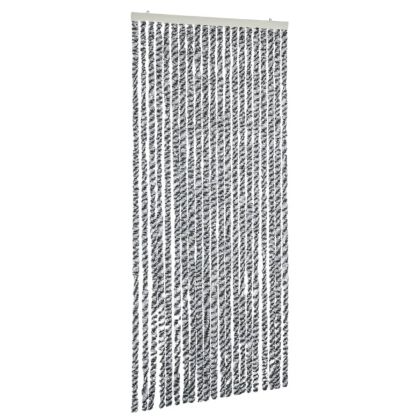 Ресни за врата против мухи, черно и бяло, 100x230 см, шенил