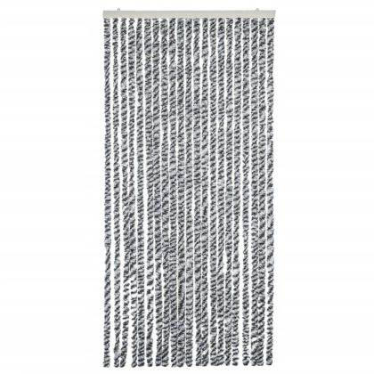 Ресни за врата против мухи, черно и бяло, 100x230 см, шенил