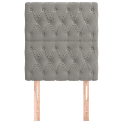 Табла за легло, светло сива, 80x7x118/128 см, кадифе