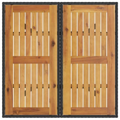 Градинска маса с плот от акация, черно, 80x80x75 см, полиратан