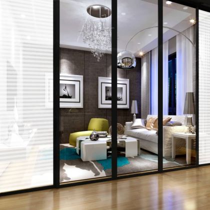 Фолио за прозорци, матирано, дизайн с ивици, PVC