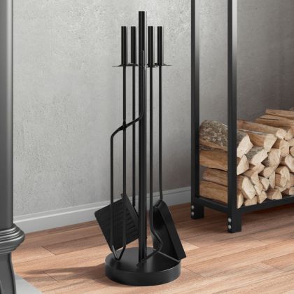 Комплект инструменти за камина, 5 части, 18x66 см, стомана