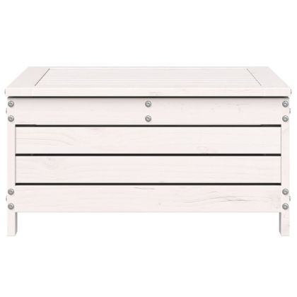 Градинска табуретка с възглавница, бяла, борова дървесина масив