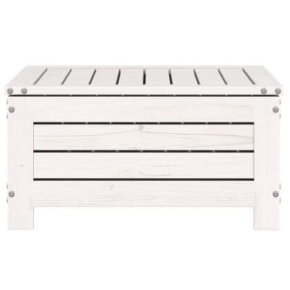 Градинска табуретка с възглавница, бяла, борова дървесина масив