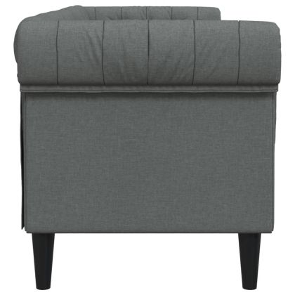 Честърфийлд диван, 3-местен, тъмносив, текстил