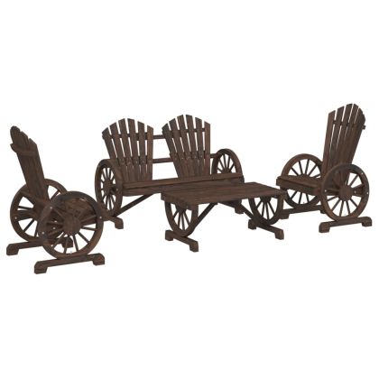 Градински лаундж комплект, 4 части, масивно чамово дърво