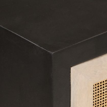 Бюфет, черен, 55x30x76 см, мангово дърво масив и желязо