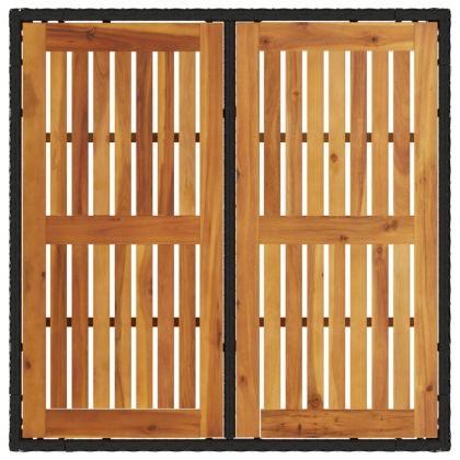 Градинска маса с дървен плот акация черна 90x90x75 см полиратан