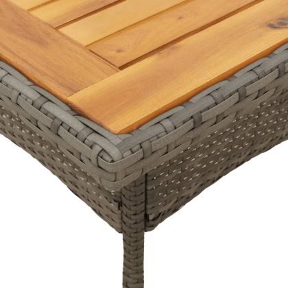 Градинска маса с плот от акация, сиво, 80x80x75 см, полиратан