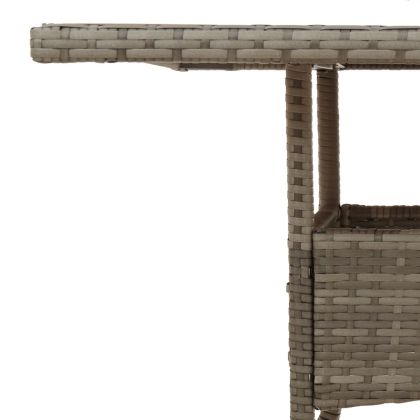 Градинска маса с плот от акация, сиво, 80x80x75 см, полиратан