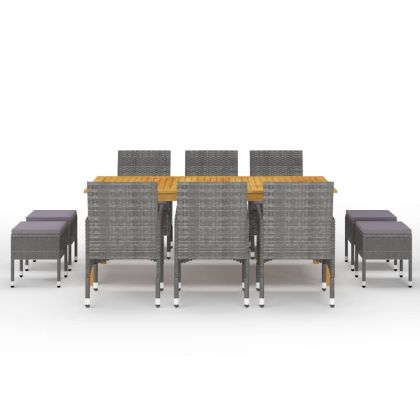 Градински трапезен комплект, 11 части, сив