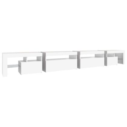 ТВ шкаф с LED осветление, бял, 290x36,5x40 см