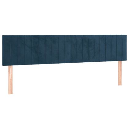 Табла за легло, тъмносиня, 200x5x78/88 см, кадифе