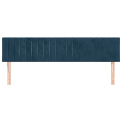 Табла за легло, тъмносиня, 200x5x78/88 см, кадифе