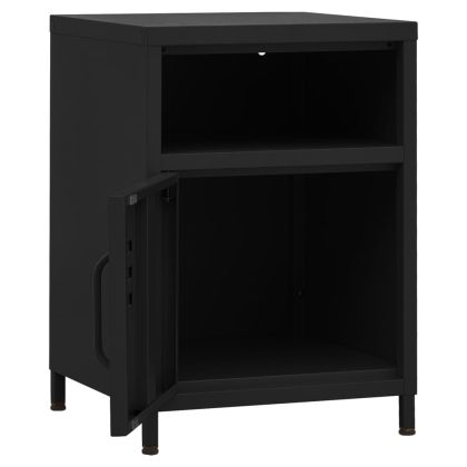 Нощно шкафче, черно, 35х35х51 см, стомана