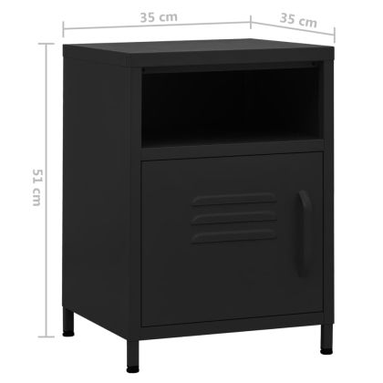 Нощно шкафче, черно, 35х35х51 см, стомана