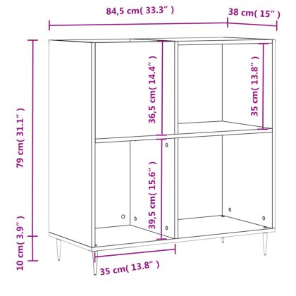 Шкаф за винилови плочи кафяв дъб 84,5x38x89 см инженерно дърво