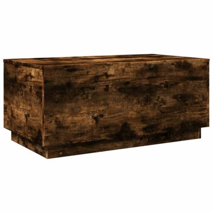 Маса за кафе с LED осветление, опушен дъб, 90x50x40 см