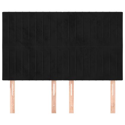Табла за легло, черна, 144x5x118/128 см, кадифе