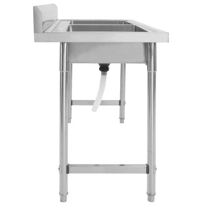 Кухненска мивка с двойно корито, неръждаема стомана