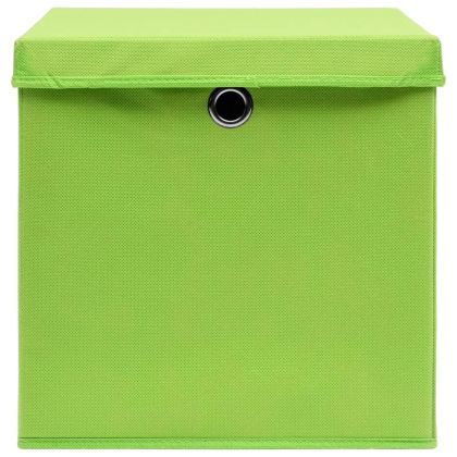 Кутии за съхранение с капаци 10 бр зелени 32x32x32 см плат