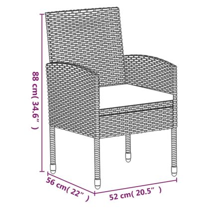Градински трапезен комплект възглавници 5 части черен полиратан