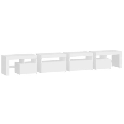 ТВ шкаф с LED осветление, бял, 260x36,5x40 см