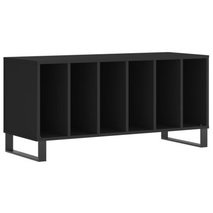Шкаф за грамофонни плочи черен 100x38x48 см инженерно дърво