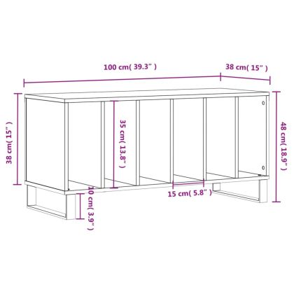 Шкаф за грамофонни плочи черен 100x38x48 см инженерно дърво