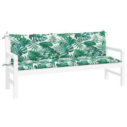 Възглавници за градински пейки 2 бр с листа 180x50x7 см плат