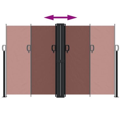 Прибираща се странична тента, кафява, 160x600 см