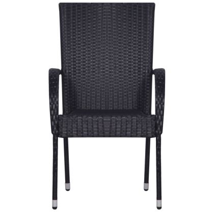 Градински трапезен комплект, 9 части, черен