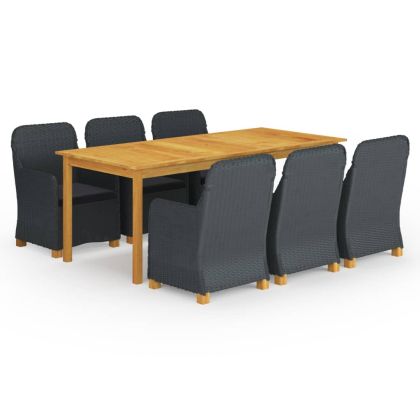 Градински трапезен комплект, 7 части, тъмносив