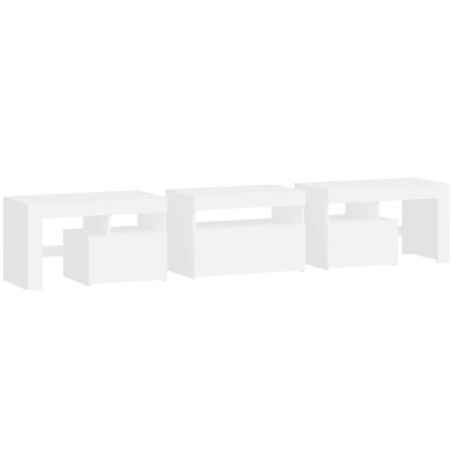 ТВ шкаф с LED осветление, бял, 200x36,5x40 см