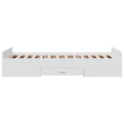 Рамка за легло, с чекмеджета, без матрак, бяла, 75x190 см