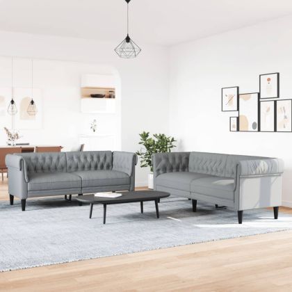 Комплект дивани 2 части светлосив текстил