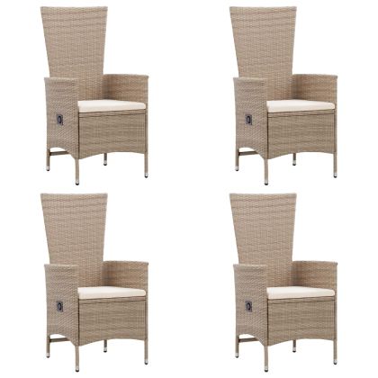 Градински трапезен комплект, 7 части, полиратан, бежов