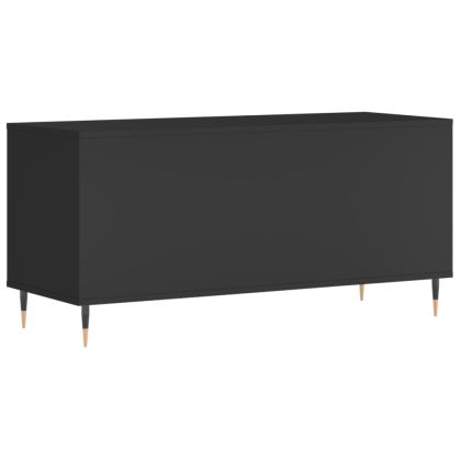 Шкаф за грамофонни плочи черен 100x38x48 см инженерно дърво