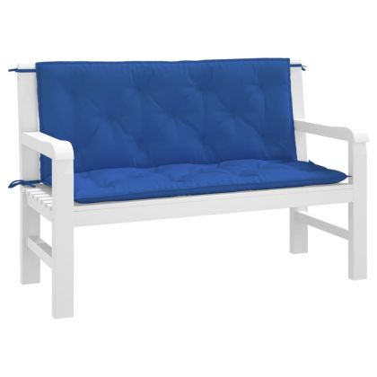 Възглавници за градински пейки 2 бр синьо 120x50x7 см плат