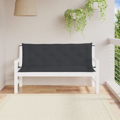 Възглавници за градински пейки 2 бр черно 150x50x7 см плат