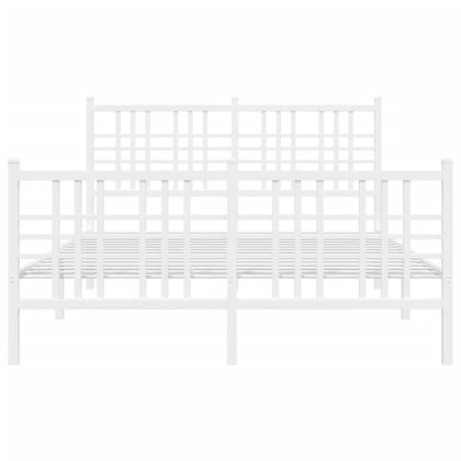 Метална рамка за легло с горна и долна табла, бяла, 120x200 см