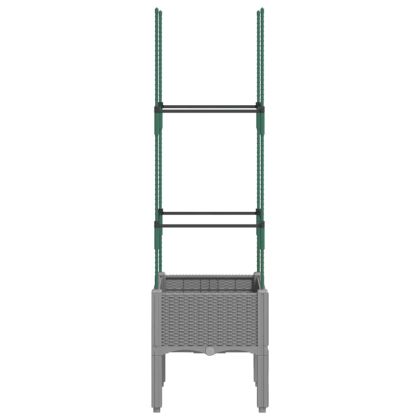 Градински сандък с пергола, светлосив, 40x40x142,5 см, PP