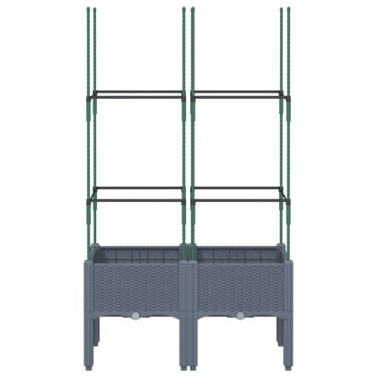 Градински сандък с пергола, синьо сив, 80x40x142,5 см, PP