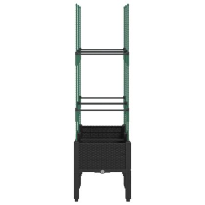 Градински сандък с пергола, черен, 80x40x142,5 см, PP