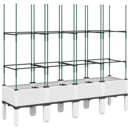 Градински сандък с пергола, бял, 160x40x142,5 см, PP